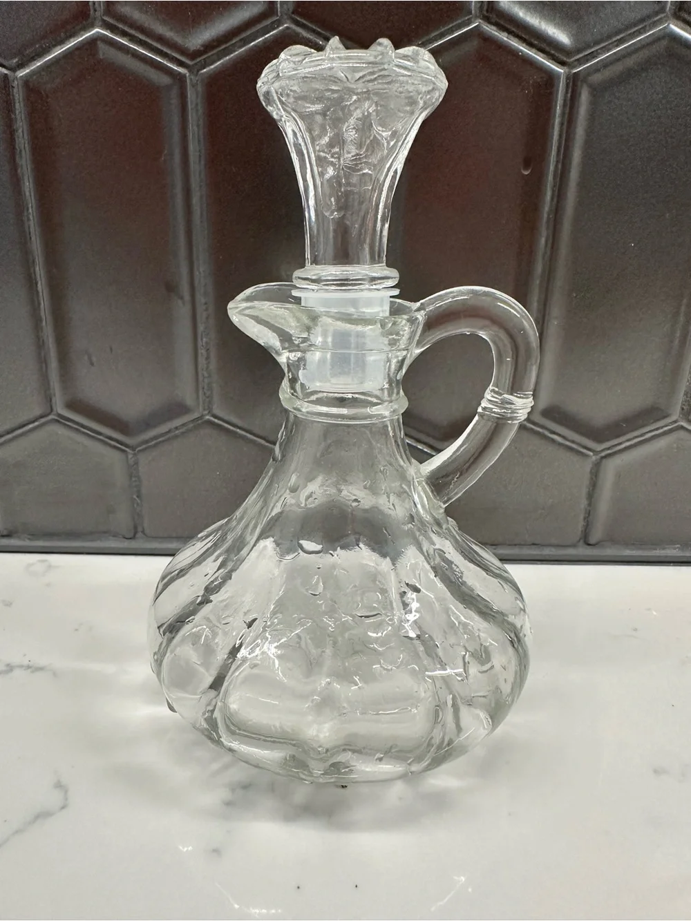 Vintage Anchor Hocking clear pressed glass cruet Oil/Vinegar Storage 6 oz